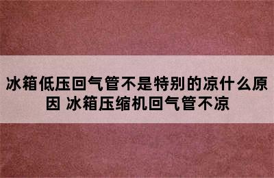 冰箱低压回气管不是特别的凉什么原因 冰箱压缩机回气管不凉